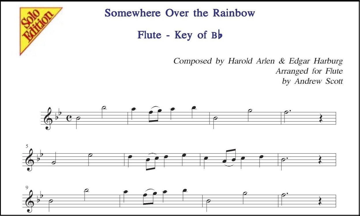 Free Sheet Music for the Flute - Somewhere Over the Rainbow - Andrew Scott Music