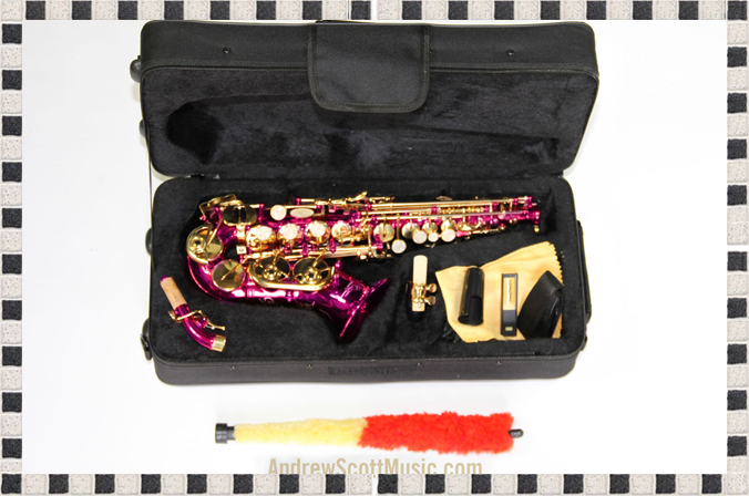 Hot Pink and Gold Alto Saxophone in Case
