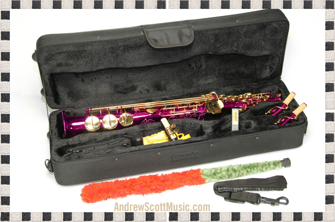 Hot Pink and Gold Straight Soprano Saxophone